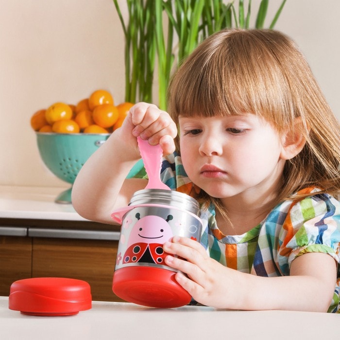 SKIP HOP Baby Zoo Little Kid and Toddler Insulated Food Jar and Spork Set Multi Livie Ladybug