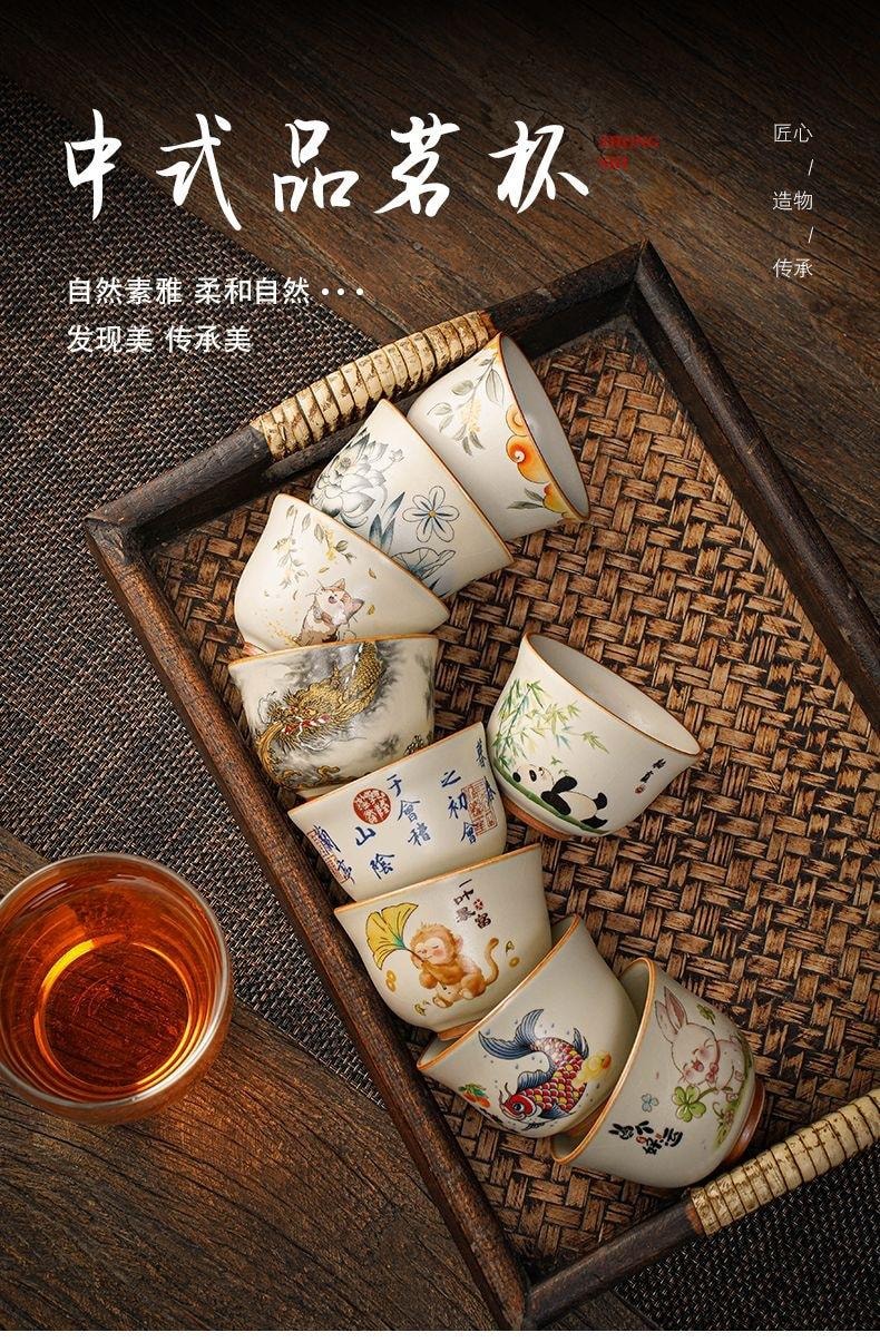 中国直邮】 汝窑茶杯高档陶瓷主人杯功夫茶具个人专用杯喝茶杯品茗杯