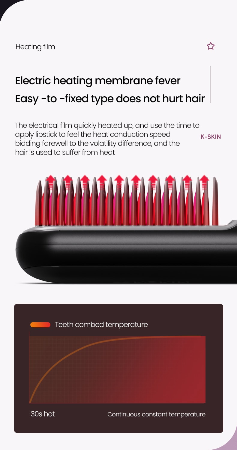 中國 K·SKIN金米 無線直髮梳 負離子護髮 便攜美 兩用髮梳 電梳子 直板夾 防靜電 KD382S 1台