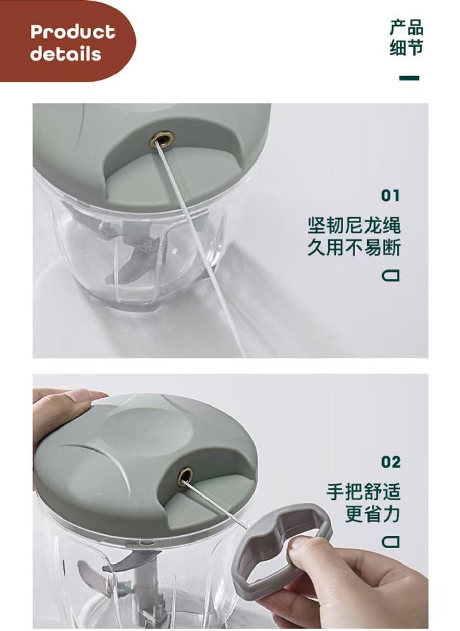 沁园庭 手动捣蒜器500ml雾霾绿 1个装 迷你辅食料理搅碎机压蒜器蒜蓉姜末 小红书推荐