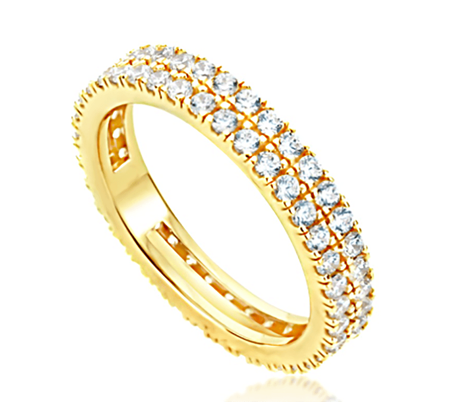 14K Two Row Stackable Eternity Ring 1 Piece