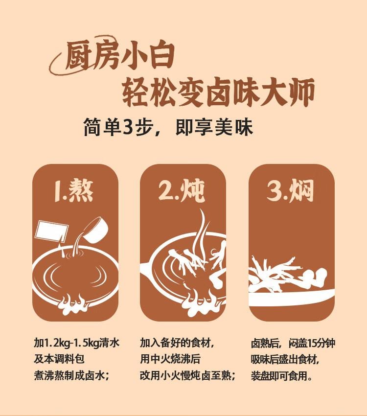 【中国直邮】   蜀香 现捞辣香卤汁调料 香辣味    卤料包卤牛肉卤肉调料包卤水汁  120g*3袋