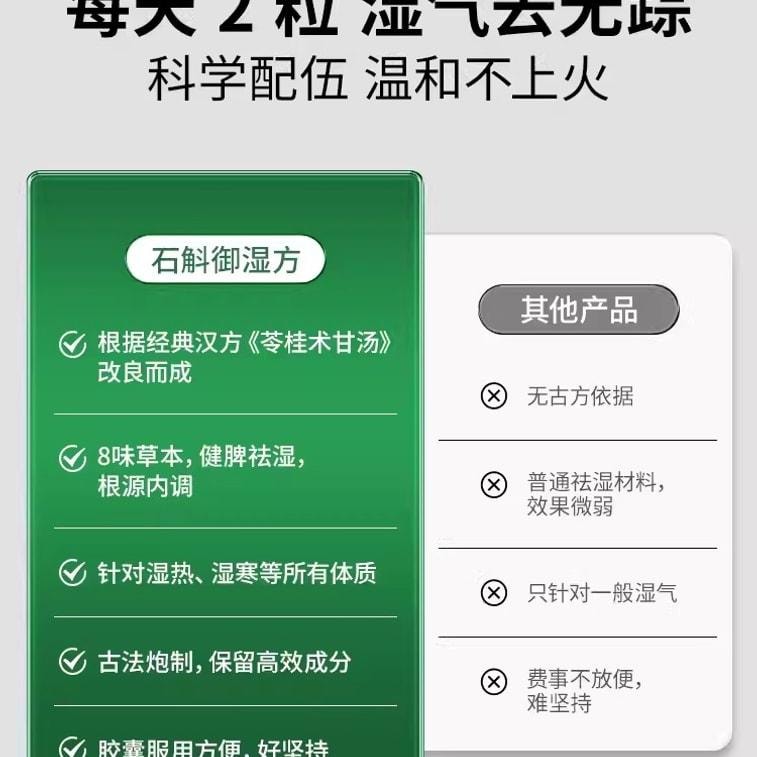 【中国直邮】 莱特维健 石斛御湿方胶囊60粒/盒 祛濕消湿调理水肿草本祛湿丸