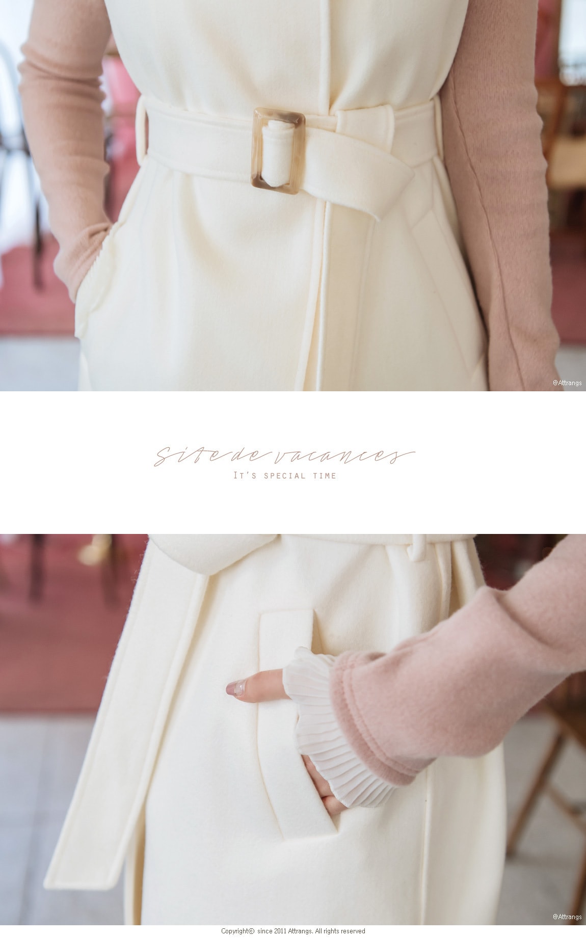 【韩国直邮】ATTRANGS 褶皱细节荷叶边装饰衬衫 粉色 均码