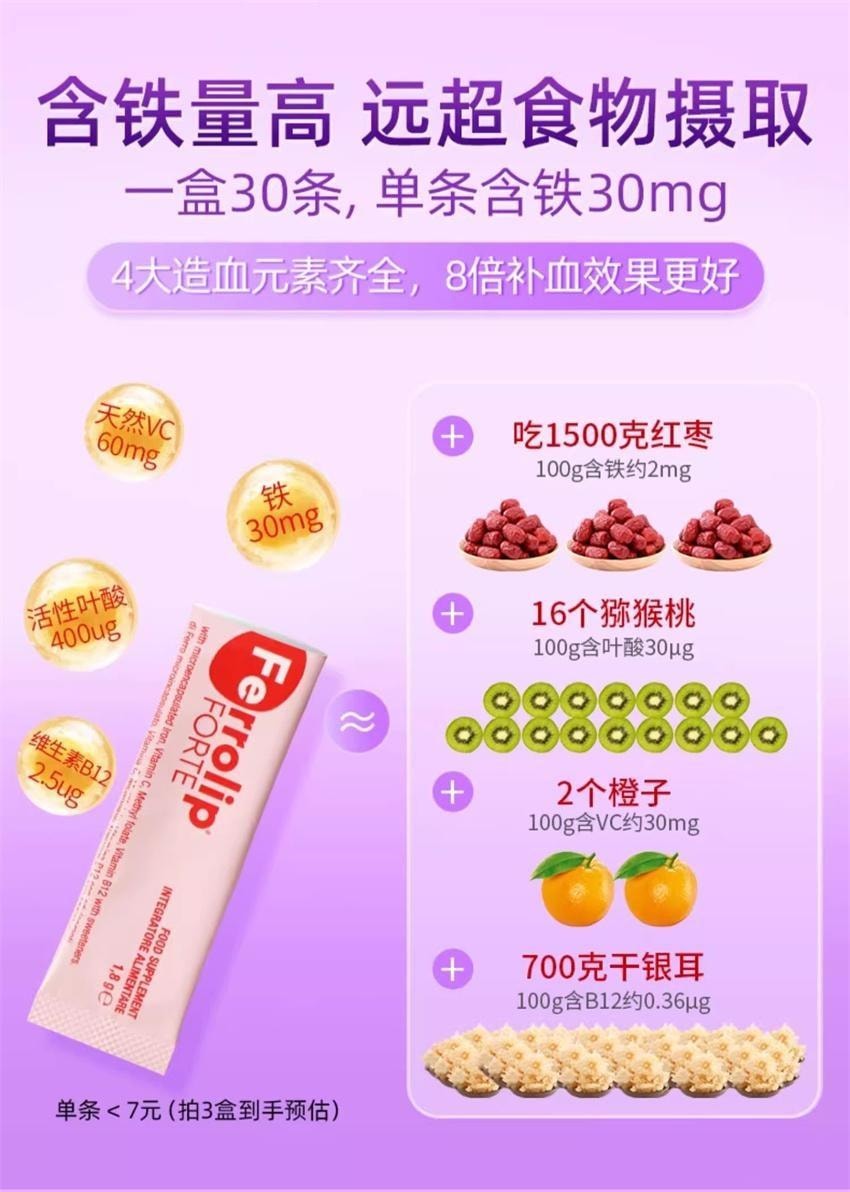 【中国直邮】 意之宝 红皇后育血粉 补铁剂贫血孕期女孕妇专用补气哺乳期 30袋1盒