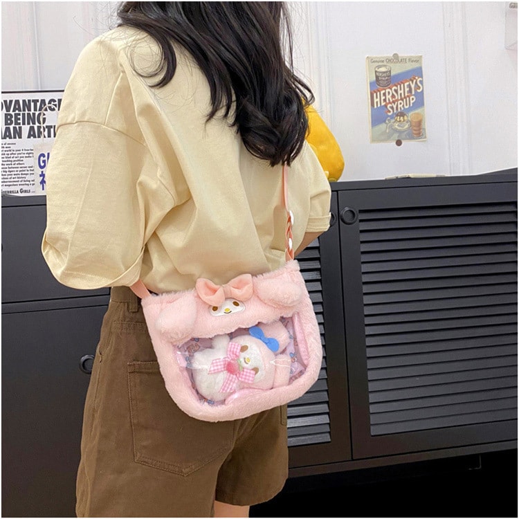 【中国直邮】SANRIO 三丽鸥透明痛包/斜跨包 漫展/送礼/生日 美乐蒂 My Melody  1个| *预计到达时间3-4周