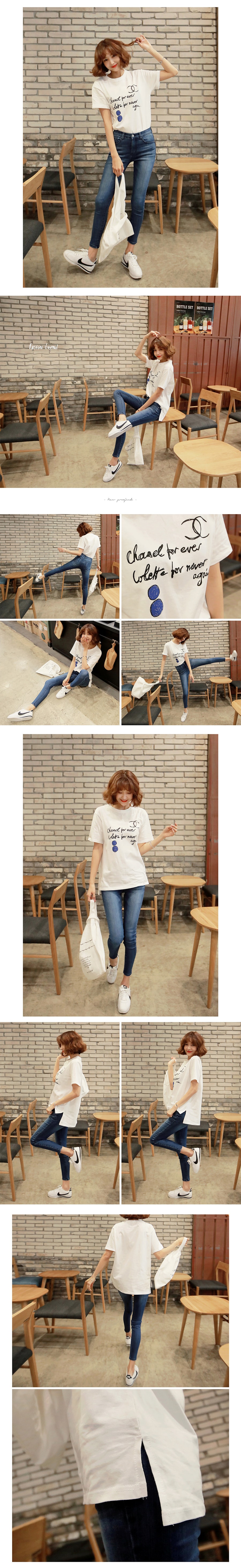 KOREA Drawing Letter Boyfriend T-Shirt #Ivory One Size(Free) [Free Shipping]
