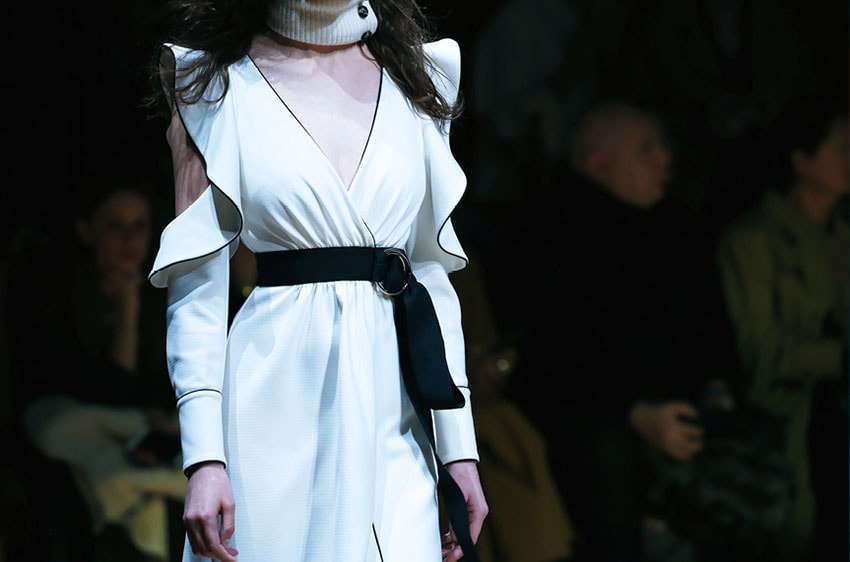 Monochrome Asymmetric Wrap Dress White UK8