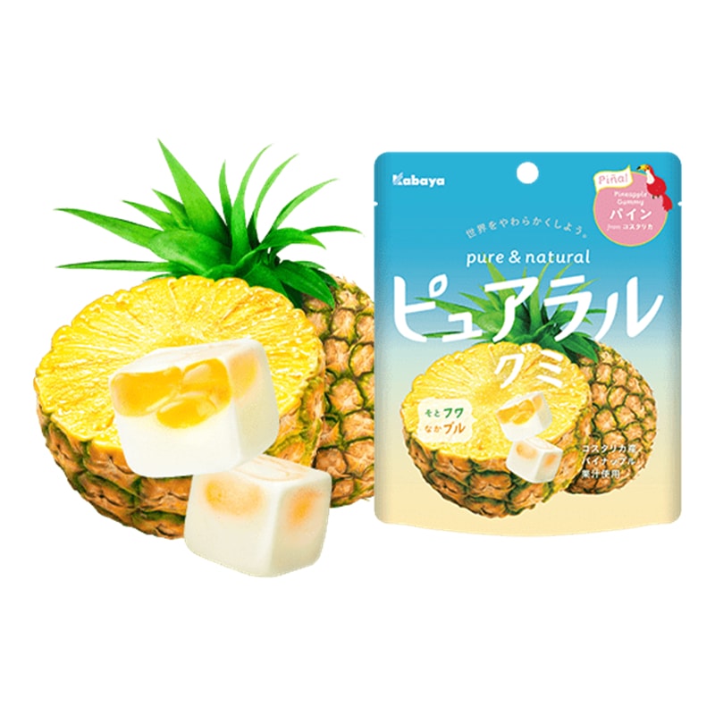 【日本直郵】日本KABAYA 期限限定 軟糖與棉花糖的結合 夏季鳳梨果汁夾心軟糖 45g