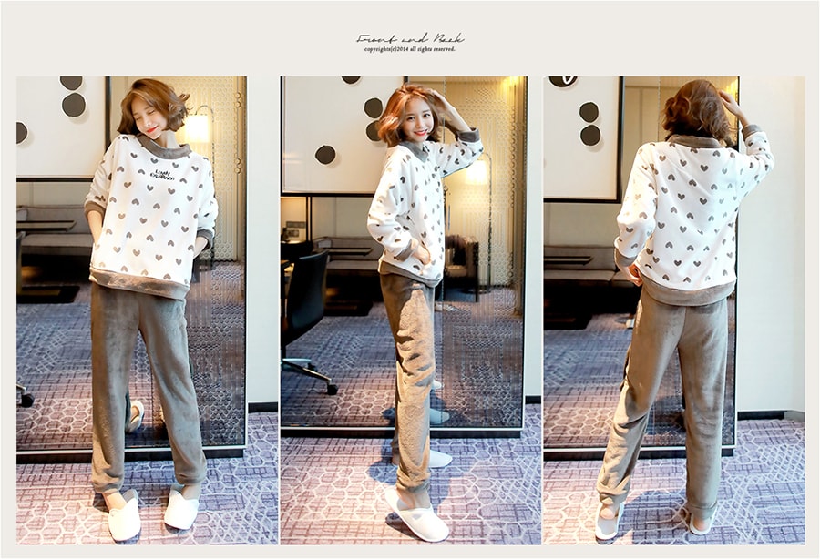 [韩国正品] MAGZERO 可爱系珊瑚绒睡衣裤两件套 #棕色 One Size(S-M) [免费配送]