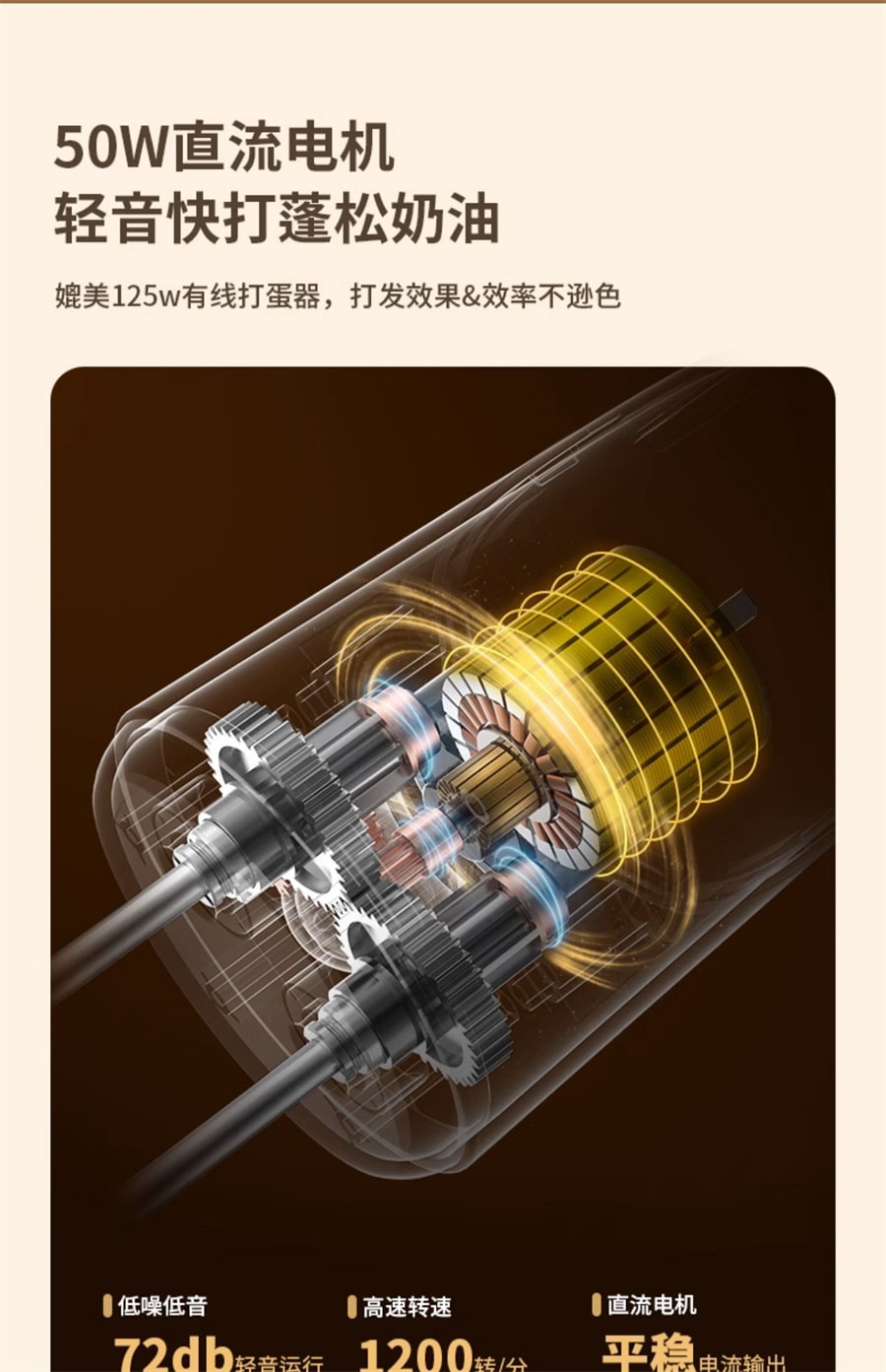 【中国直邮】小熊  无线轻音打蛋器电动家用充电小型打蛋机自动搅拌器奶油打发器  奶酪白