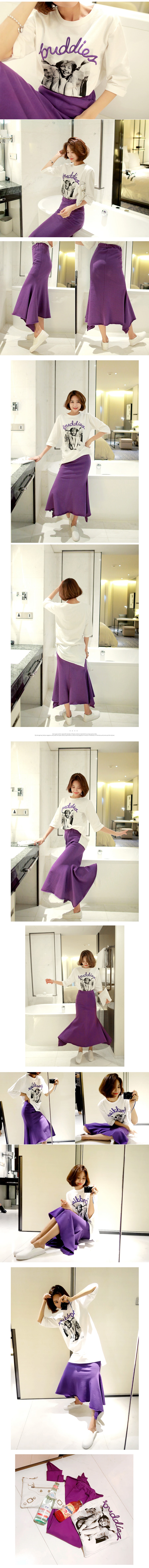 KOREA Unbalanced Long Skirt #Purple One Size(S-M) [Free Shipping]