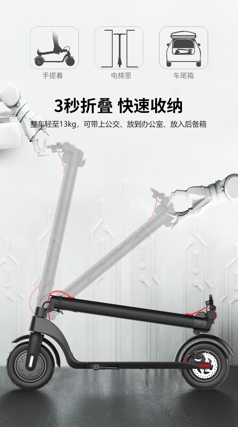 中國直郵 喜樂坊HX電動滑板車成人兩輪折疊便攜電動車 續航20-25km 輪子10寸
