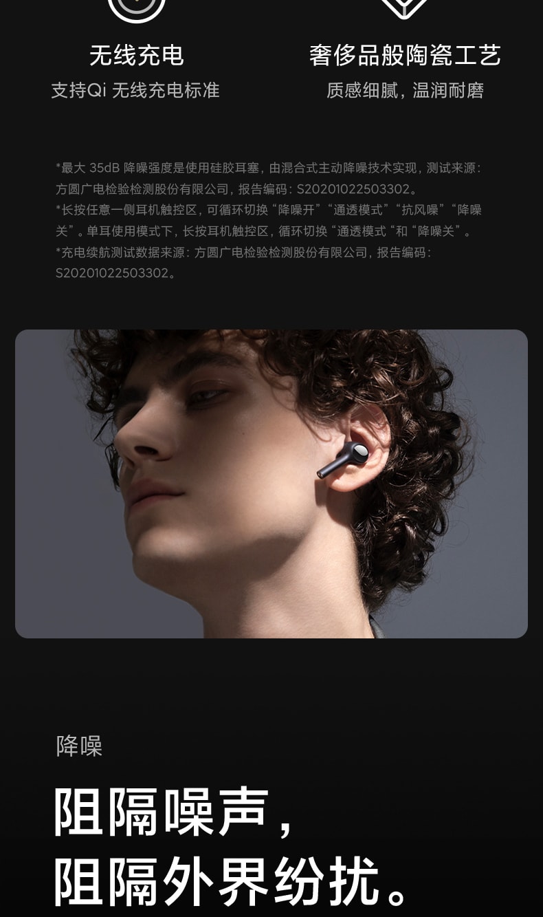 改款淘汰[中國直郵]小米 MI 無線藍牙耳機Air2Pro降噪運動跑步雙耳耳塞式 迷你小型便攜式 1個裝