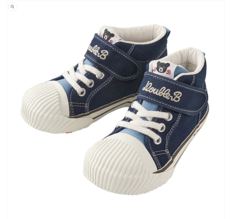 【日本直效郵件】MIKIHOUSE||黑熊 兒童二段穩定鞋帆鞋布鞋休閒鞋餅乾鞋 ||藍色 16.0cm 1雙