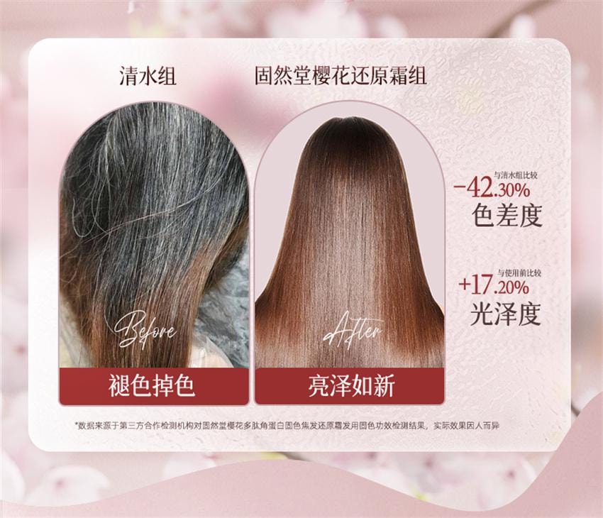 【中国直邮】 固然堂 樱花多肽角蛋白固色焦发还原霜 多肽角蛋白矫正滋养柔顺干枯毛躁护发防断 250g/袋