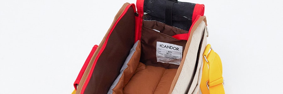 韓國ICANDOR IBAG 時尚撞色寵物外出包 寵物便攜包手提包 一包多用 奶油色 L 44*20cm