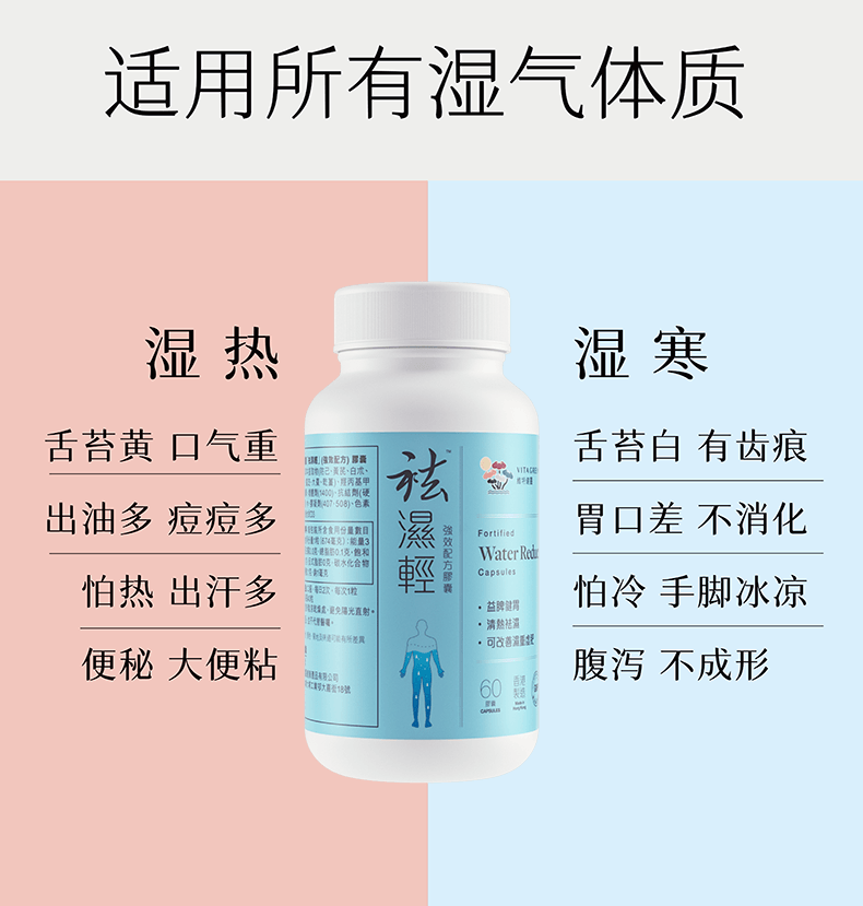 维特健灵 祛湿轻胶囊 懒人祛湿 中式养生必备 调理脾胃除湿气 60粒/瓶 【明星同款】