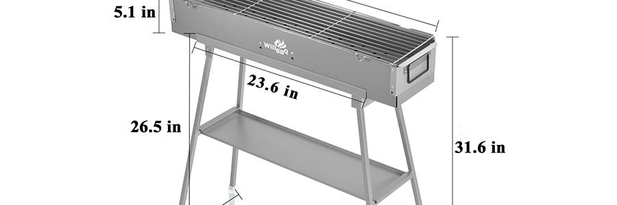 WILLBBQ 戶外烤肉爐 便攜式木炭羊肉小碳烤肉串爐烤串爐烤架 長80cm (80x18x13 cm)