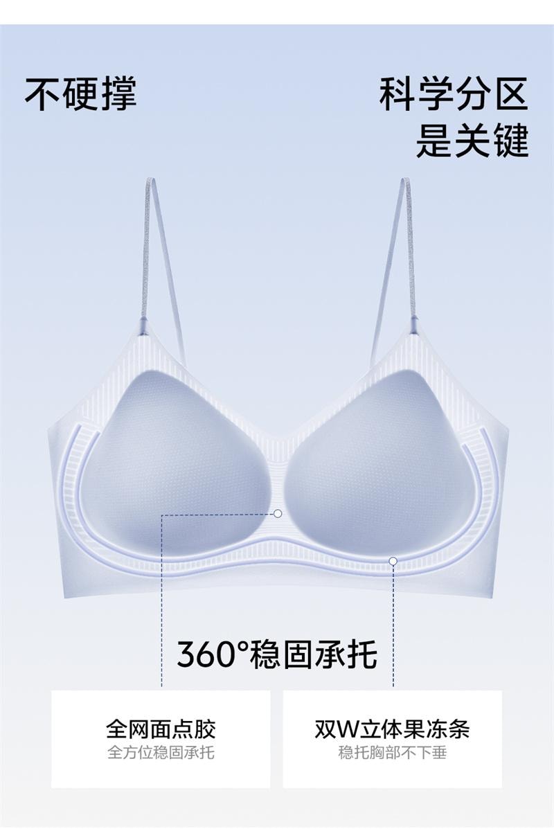 【中国直邮】 草本初色 内衣女霜奶白+梦境黑2件装S码 超薄凉感细肩带小胸聚拢无痕文胸罩