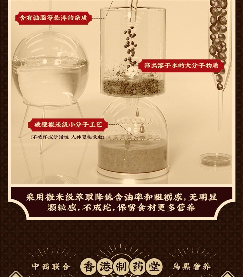 【中国直邮】 香港制药堂 九黑粉 黑芝麻糊核桃黑豆桑葚粉 五谷杂粮五黑粉无糖养发固发代餐粉 500g/罐