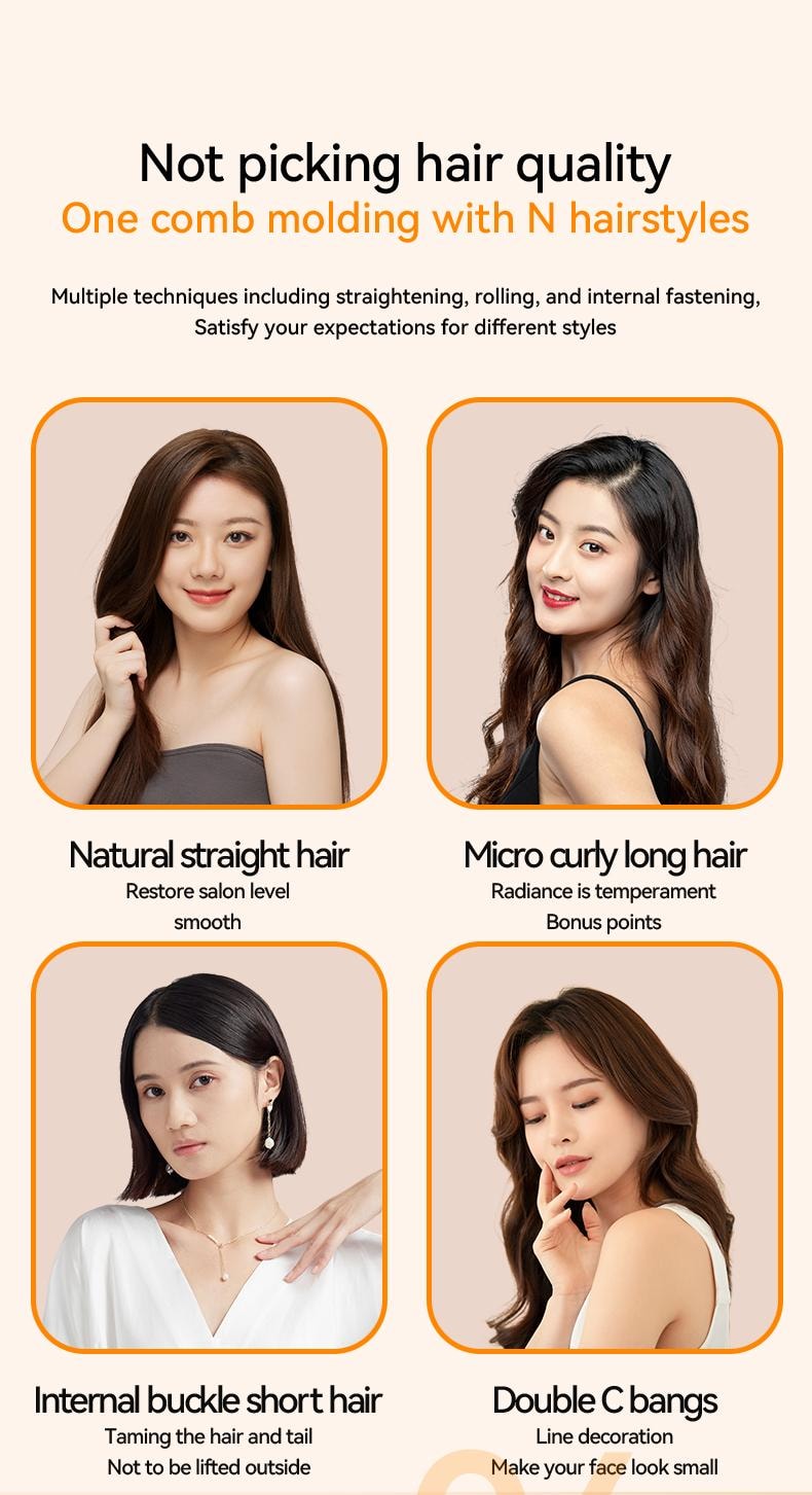 金米 直板夾 捲髮棒 持久電梳子 不傷髮 家用小型直髮梳 KD680C 1台