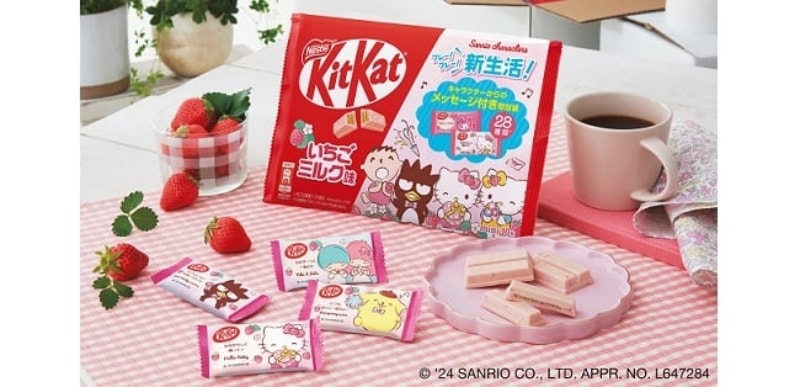 【日本直邮】 KIT KAT季节限定 三丽鸥联名  草莓牛奶炼乳口味巧克力威化 10枚装