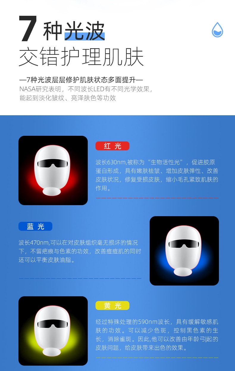 中国直邮 Coopever光子嫩肤仪LED7色面罩光谱大排灯美容面罩