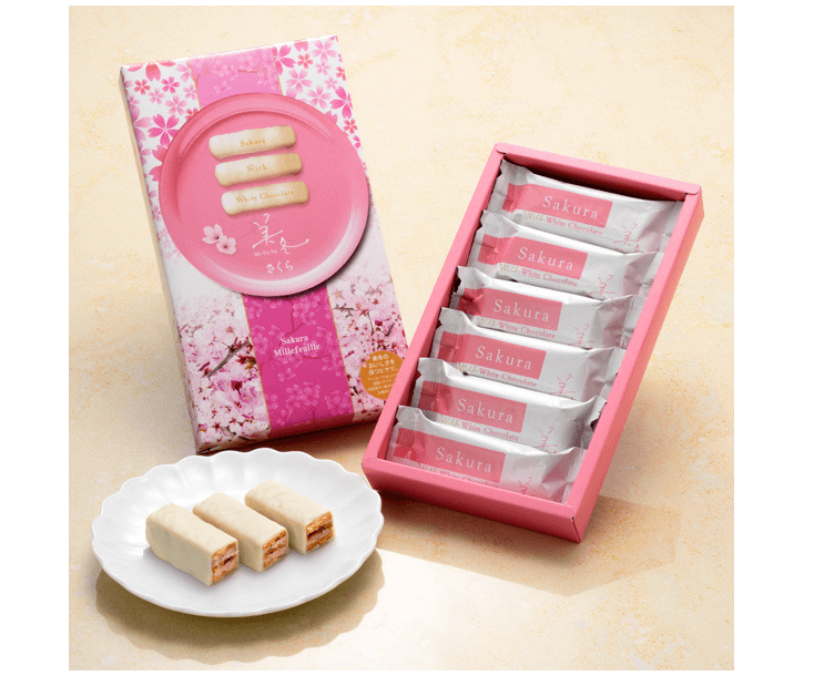 日本ISHIYA白色恋人 美冬巧克力威化饼干 樱花白巧克力口味 6枚 北海道限定版