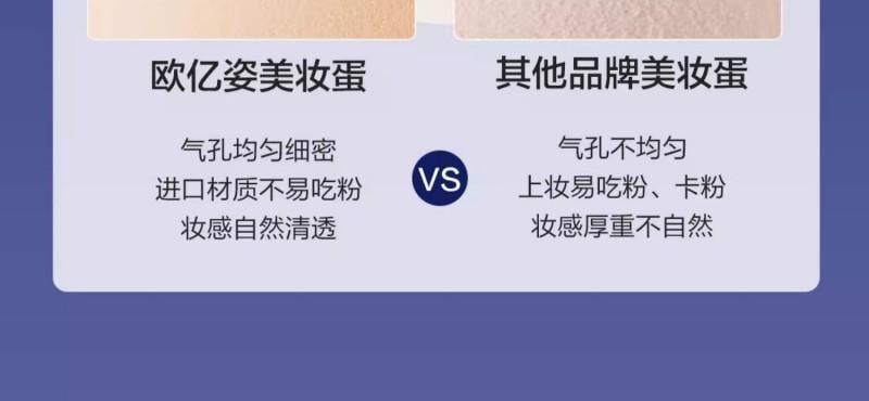 【中國直郵】 歐億姿 (oeiez)美妝蛋不易吃粉粉撲乾濕兩用彩妝蛋初學者斜型化妝蛋美妝工具