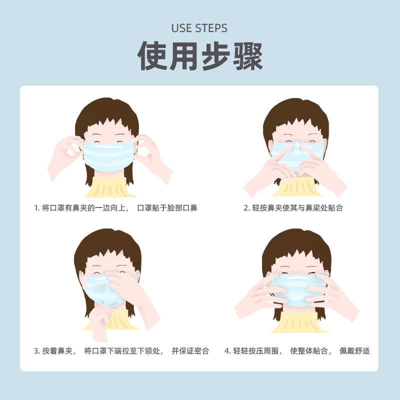 Women's disposable three-layer protective mask(China exported to Japan) 50pcs