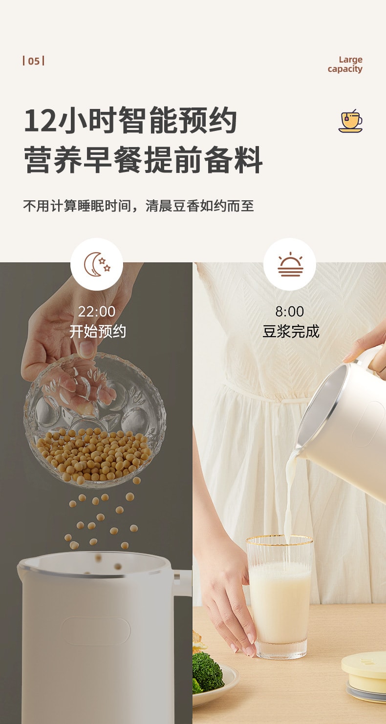 【中国直邮】110V迷你豆浆机 家用破壁机多功能免过滤免泡豆料理机   米白