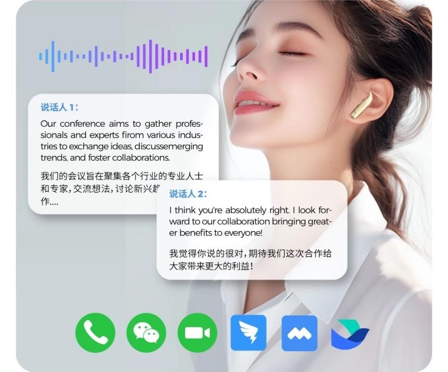 【中国直邮】 零豆 新AI翻译蓝牙耳机 会议录音 传译 无线 智能 苹果安卓 入耳降噪 - 白色 1个*
