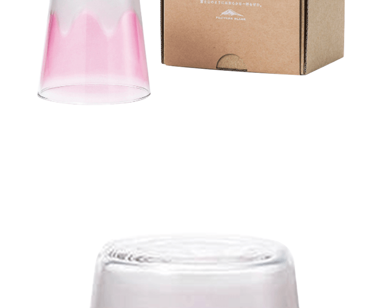 ISHIZUKA GLASS 石塚硝子||富士山圖樣玻璃杯(帶盒子)||櫻粉 300ml