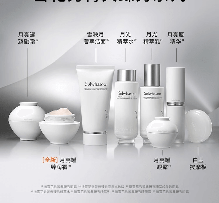 【中国直邮】韩国 SULWHASOO雪花秀 菁典臻秀月光精萃水乳礼盒护肤套装 保湿修护【精粹水150ml+精粹乳125ml+精华5ml+眼霜4ml+面霜5ml】5件套
