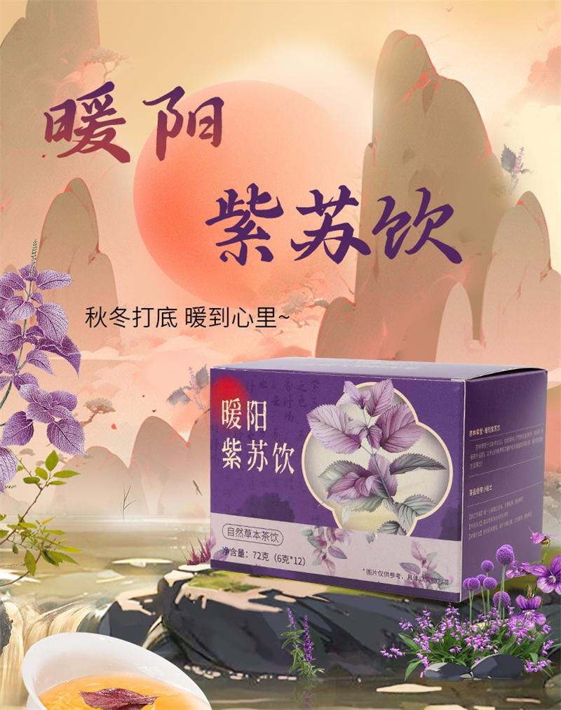 【中國直郵】 杏林草堂 暖陽紫蘇茶紫蘇薑米茶泡水茶包適合女生喝的飲品 12包/盒