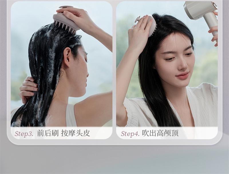 古迪 洗頭梳二合一矽膠洗頭髮神器頭部按摩梳洗 淺紫色 1個裝