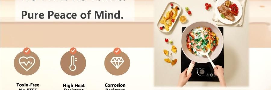 炊大皇 陶晶炒锅 聚油不粘炒锅 32cm 电磁炉燃气灶通用【不带玻璃盖】