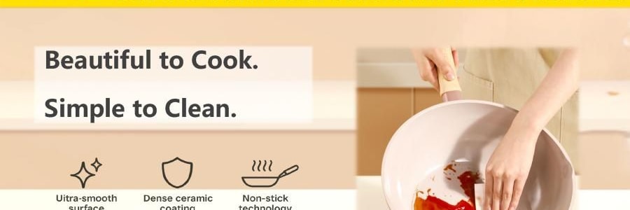 炊大皇 陶晶炒锅 聚油不粘炒锅 32cm 电磁炉燃气灶通用【不带玻璃盖】