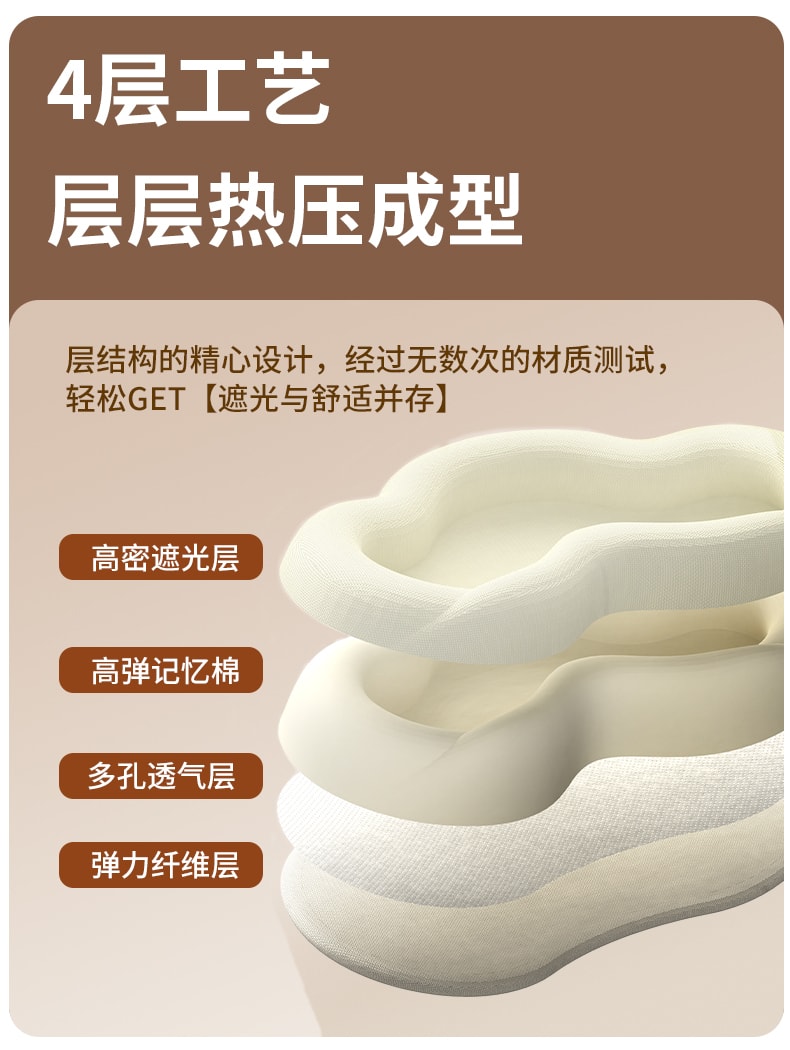輪滑世界冠軍郭丹代言品牌 中國 與正HEZHENG 6D工藝遮光睡眠眼罩 香檳金 1件