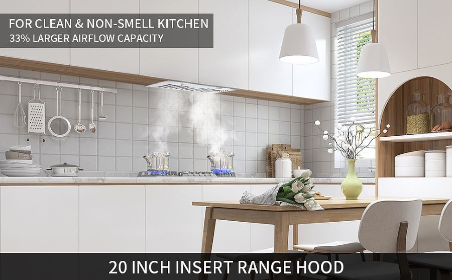 【美国直邮】JOEAONZ 嵌入式不锈钢抽油烟机 20寸600CFM