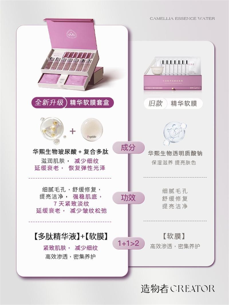 【中国直邮】 造物者 山茶花精华软膜 粉清洁收缩毛孔紧致提亮熬夜补水面膜涂抹式 7对/盒