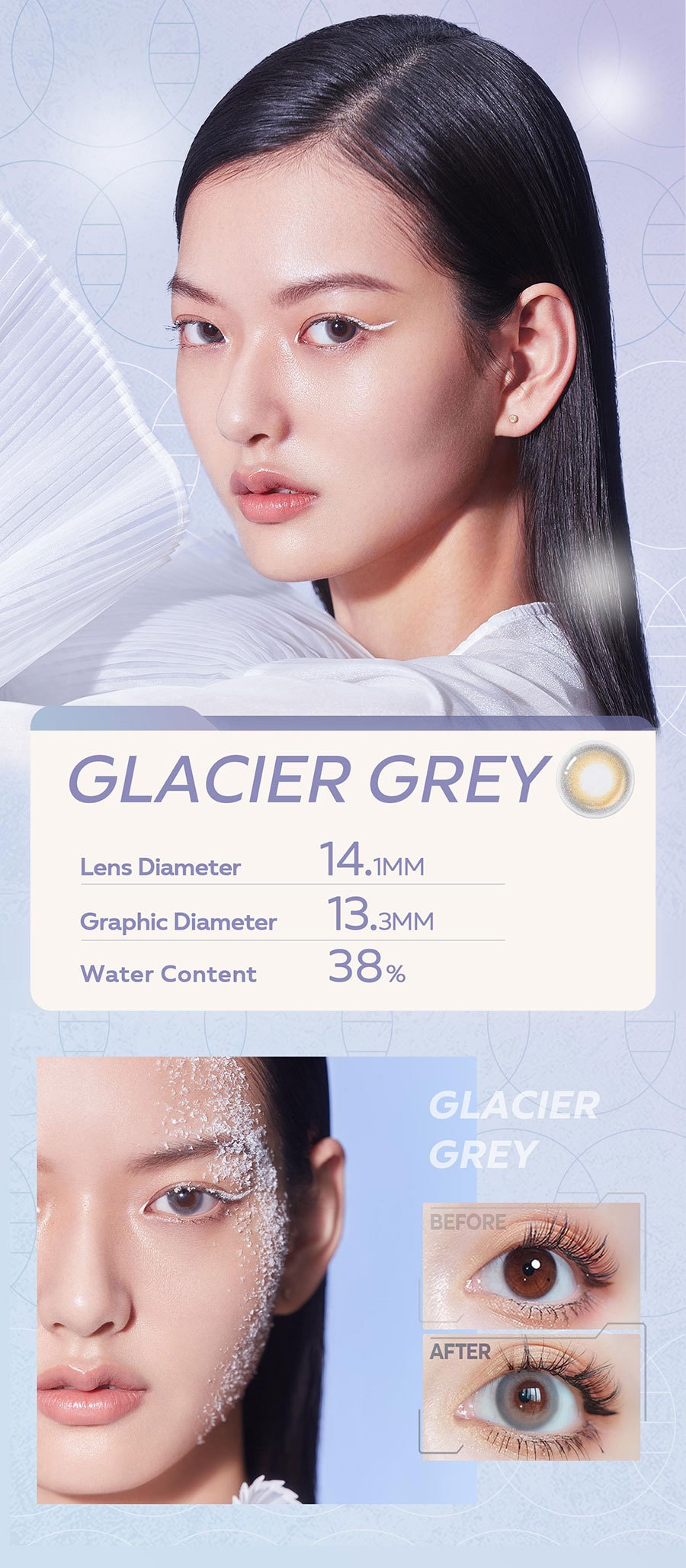 CoFANCY Highlight Moment Collection Daily Colored Contacts (10pcs/box)#Glacier Gray 0