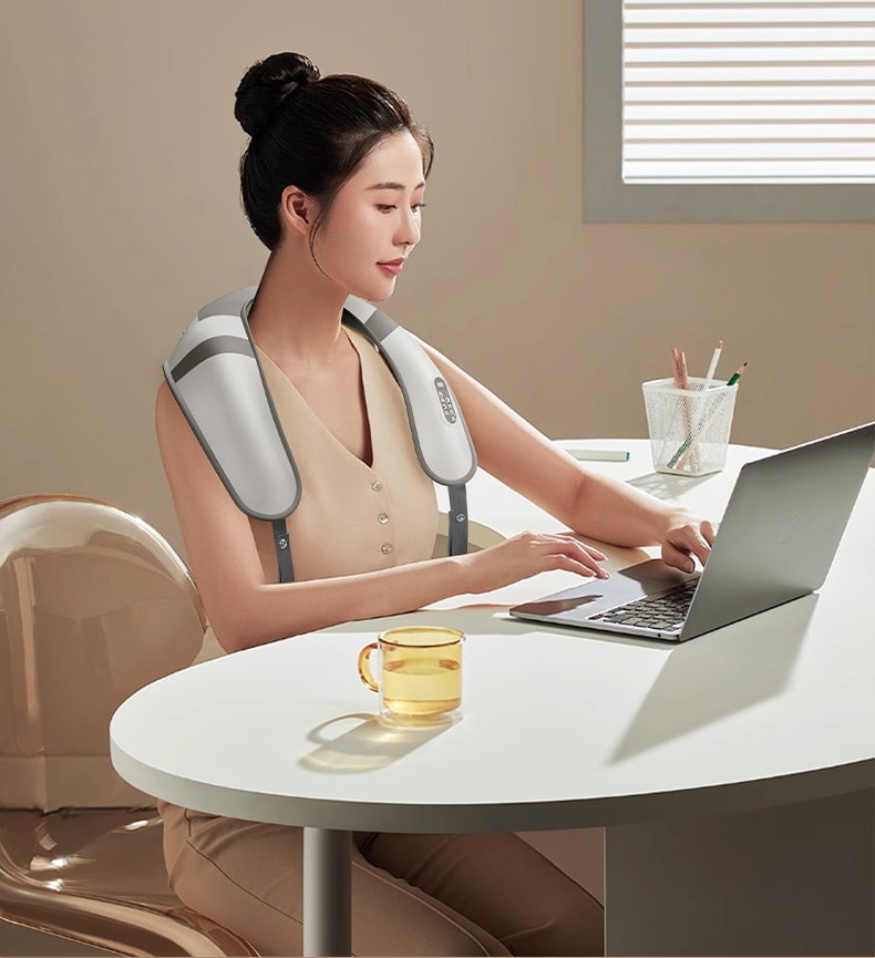 【中国直邮】 康佳 颈椎按摩器家用护颈仪脖子肩颈揉捏斜方肌按摩仪   灰色 全配款