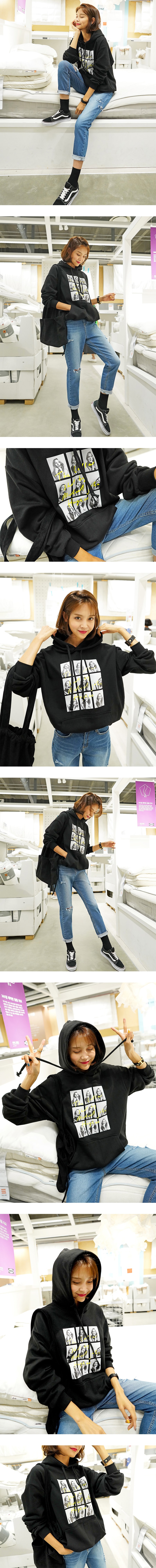 WINGS Oversized Graphic-Print hoodie #Black One Size(Free)