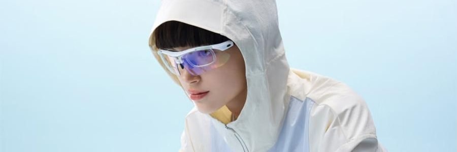 BANANAIN蕉内 凉皮502UV 男女士半拉链拼色防晒服 防晒衣 奶油蓝拼米白 XL码