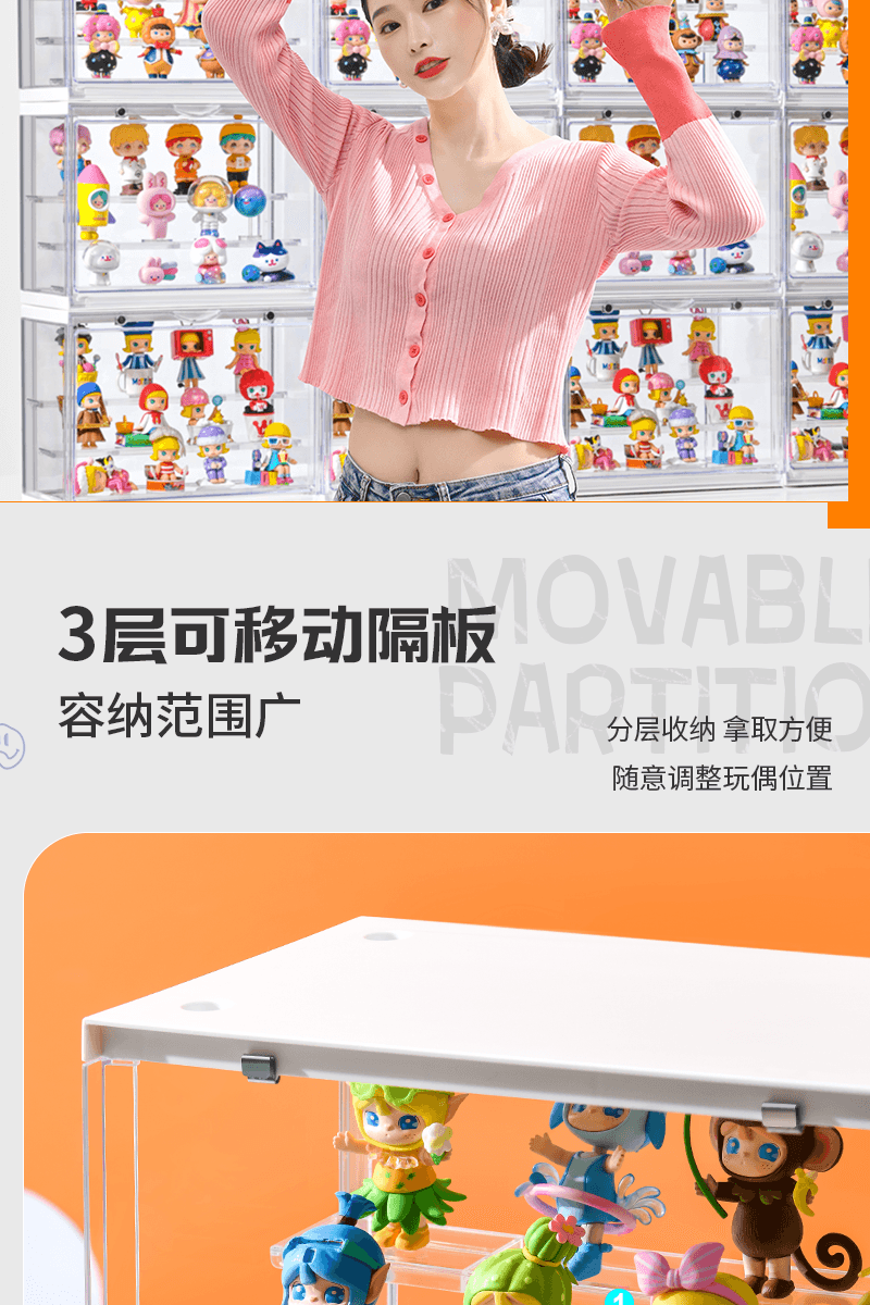 【中国直邮】星优盲盒手办收纳盒展示盒 泡泡玛特展示柜透明白 1个|*预计到达时间3-4周