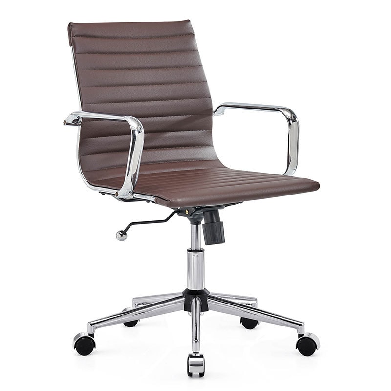 【美国现货】LUXMOD 办公椅 深棕色和银色椅身 西皮 单人椅