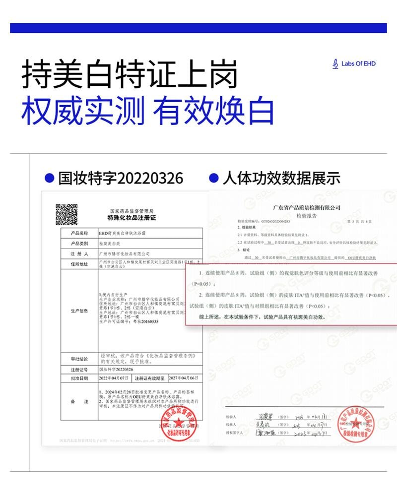 【中国直邮】 EHD 美白沐浴露 烟酰胺全身美白沐浴乳液清洁全身果酸男女 500ml