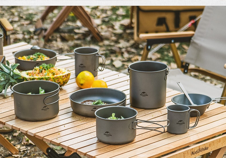 【中国直邮】Naturehike挪客户外钛锅野营餐具露营煎锅野外便携式锅具炊具厨具   小号煎盘